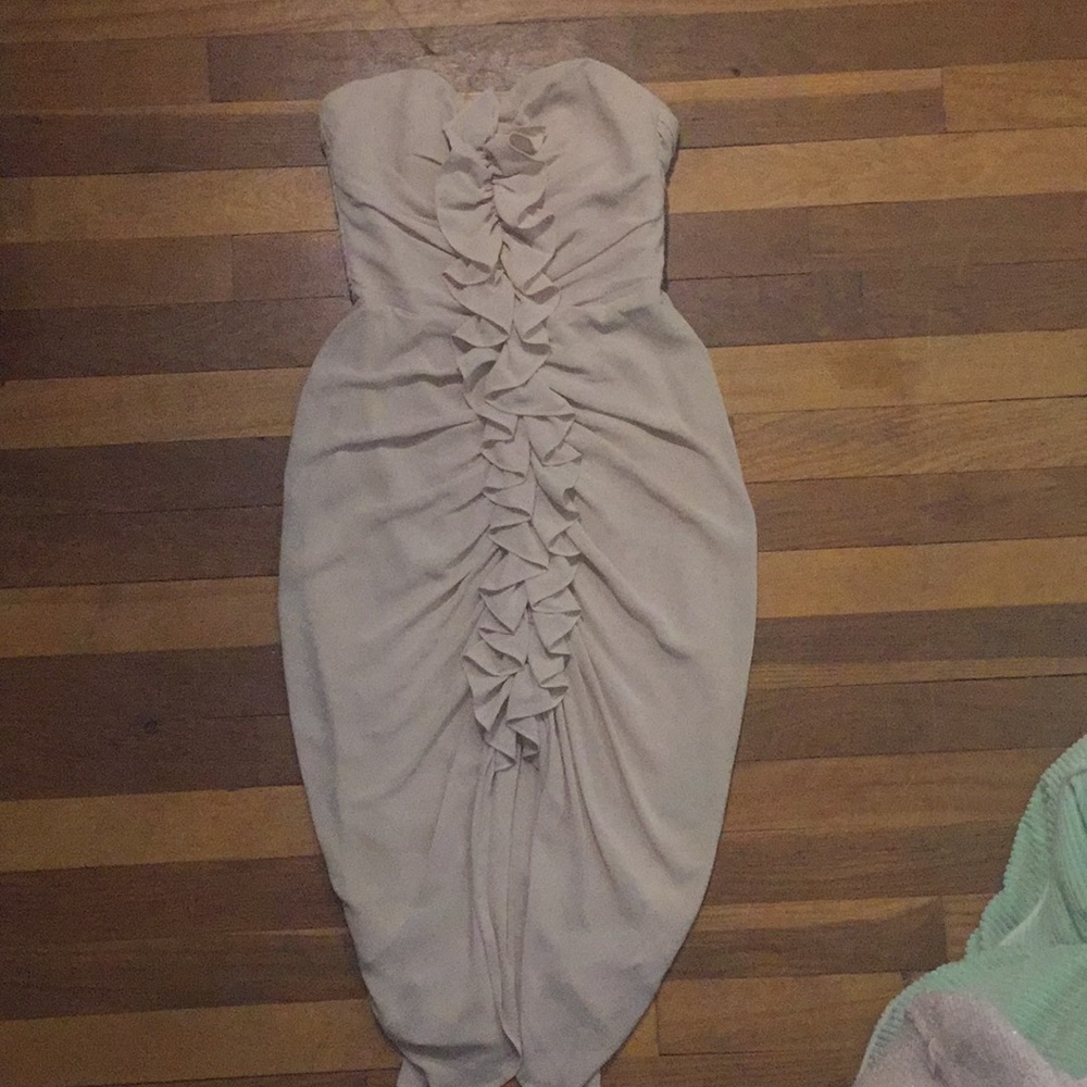 Tan Ruffled Formal Dress - Picture 2 of 2